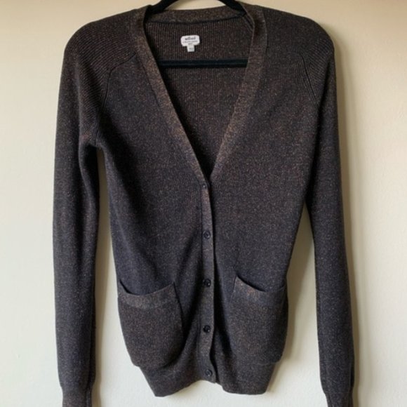 Aritzia Wilfred Brown Metallic Silk & Cashmere Cardigan - Picture 1 of 9